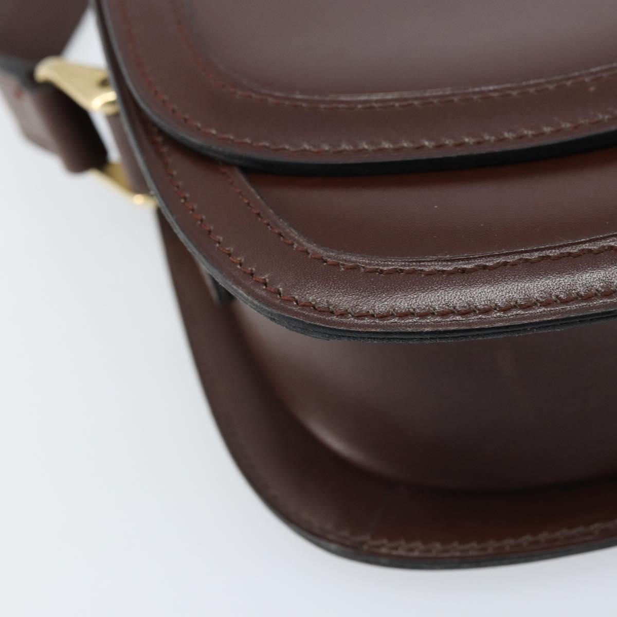 CELINE Shoulder Bag Leather Brown Gold Auth YKZ128
