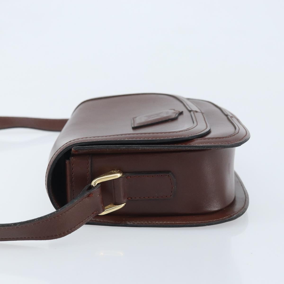 CELINE Shoulder Bag Leather Brown Gold Auth YKZ128