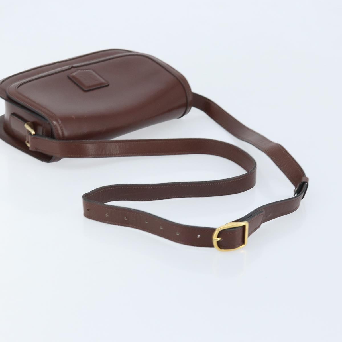 CELINE Shoulder Bag Leather Brown Gold Auth YKZ128