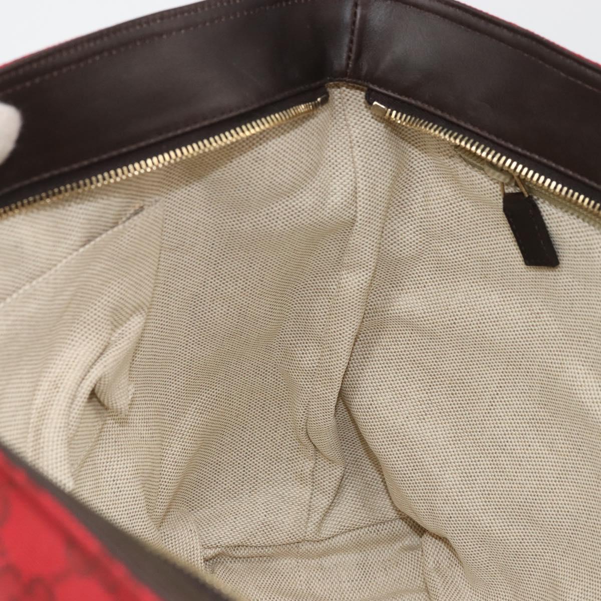 GUCCI GG Canvas Tote Bag Red Gold 308928 Auth YKZ1284A