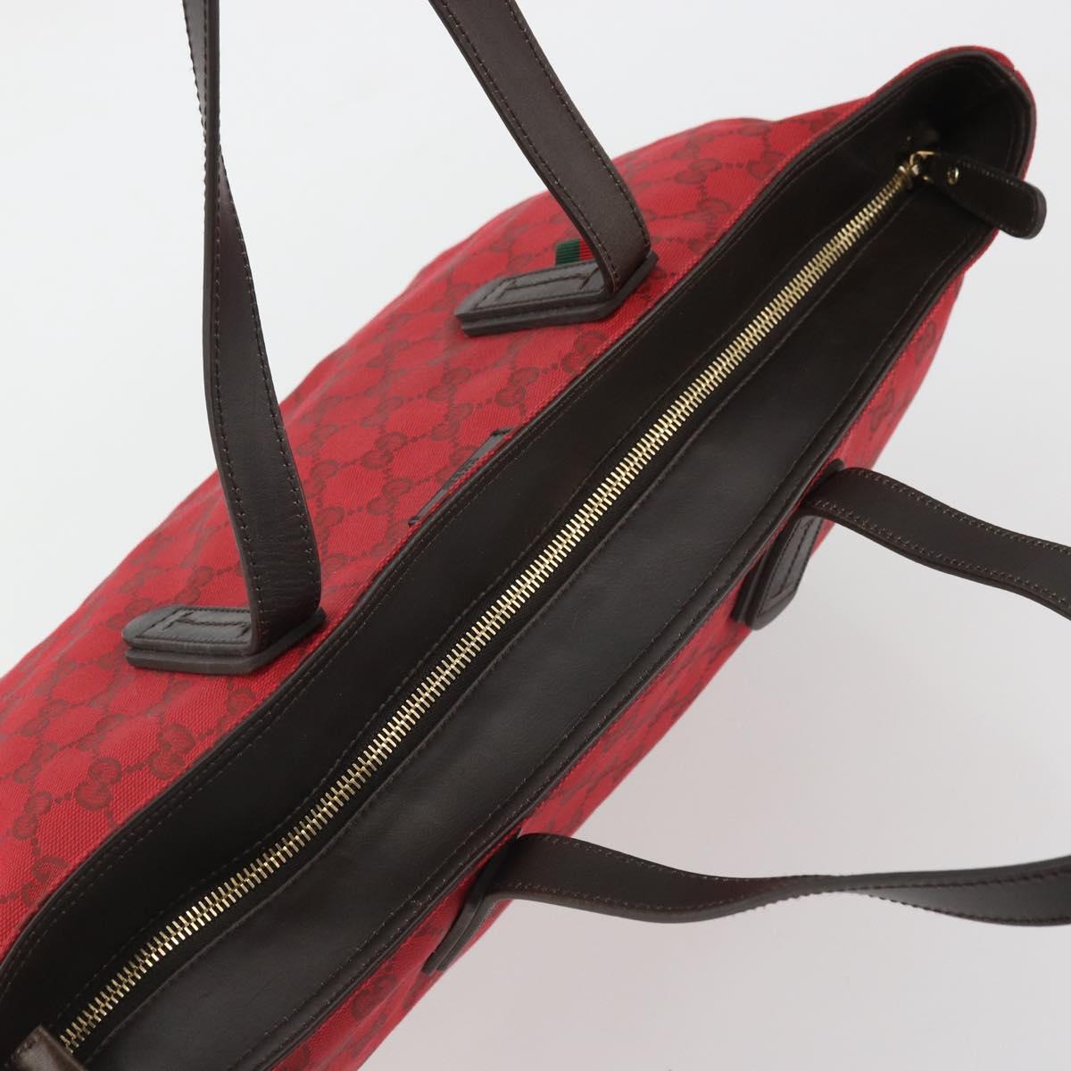 GUCCI GG Canvas Tote Bag Red Gold 308928 Auth YKZ1284A