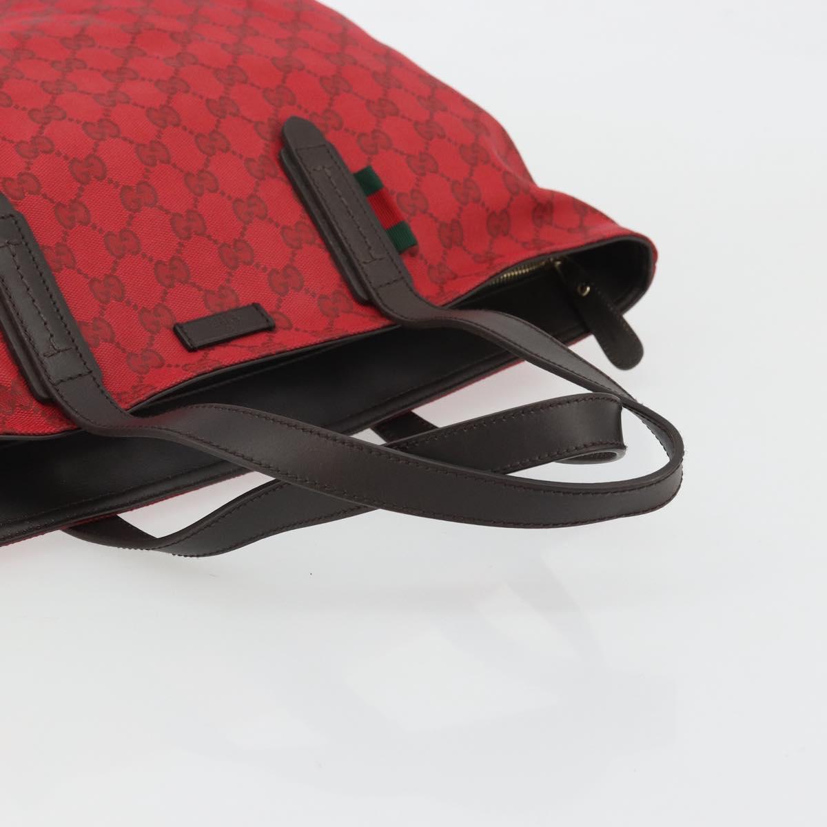 GUCCI GG Canvas Tote Bag Red Gold 308928 Auth YKZ1284A