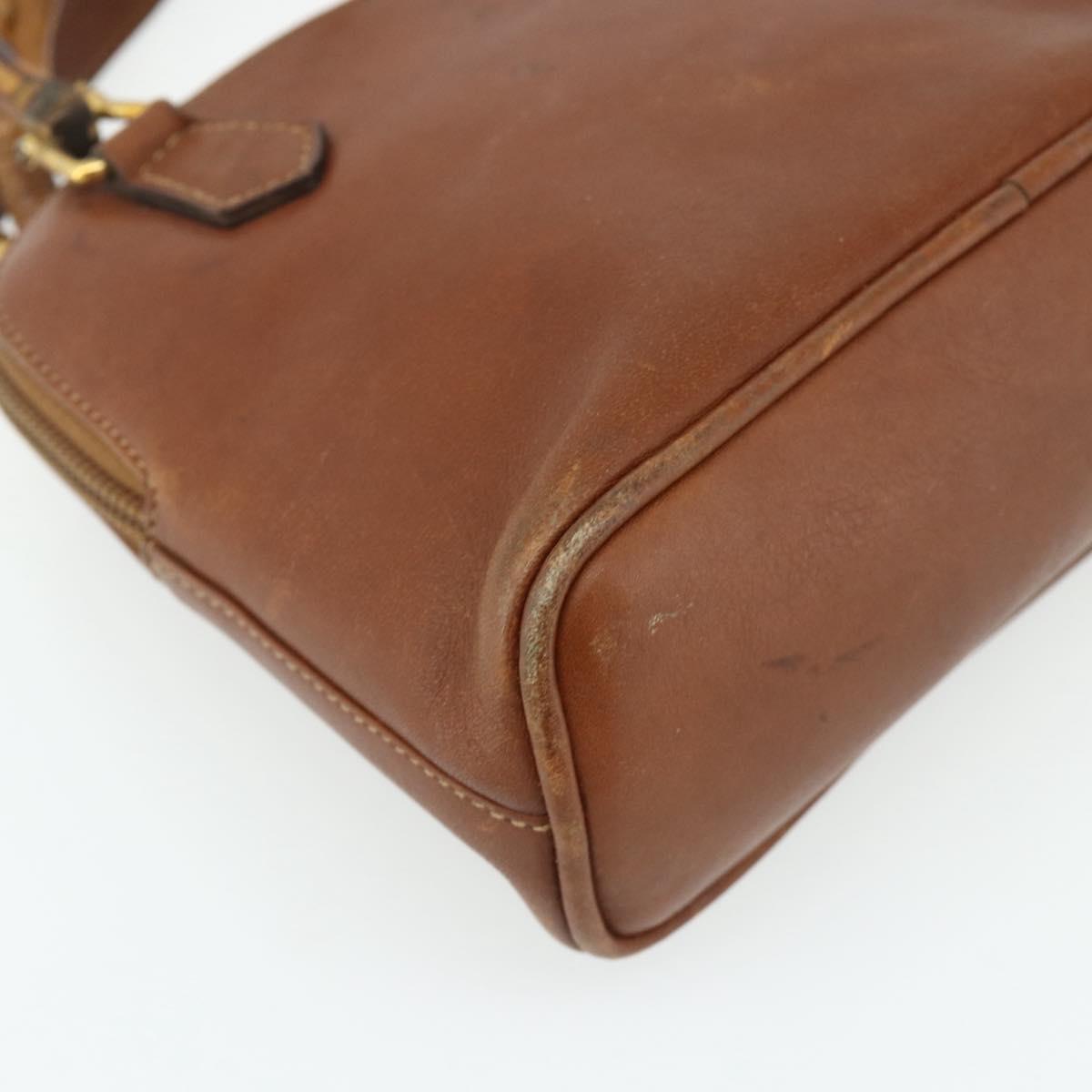 GUCCI Bamboo Hand Bag Leather 2way Brown Gold 007 1014 0231 Auth YKZ1296