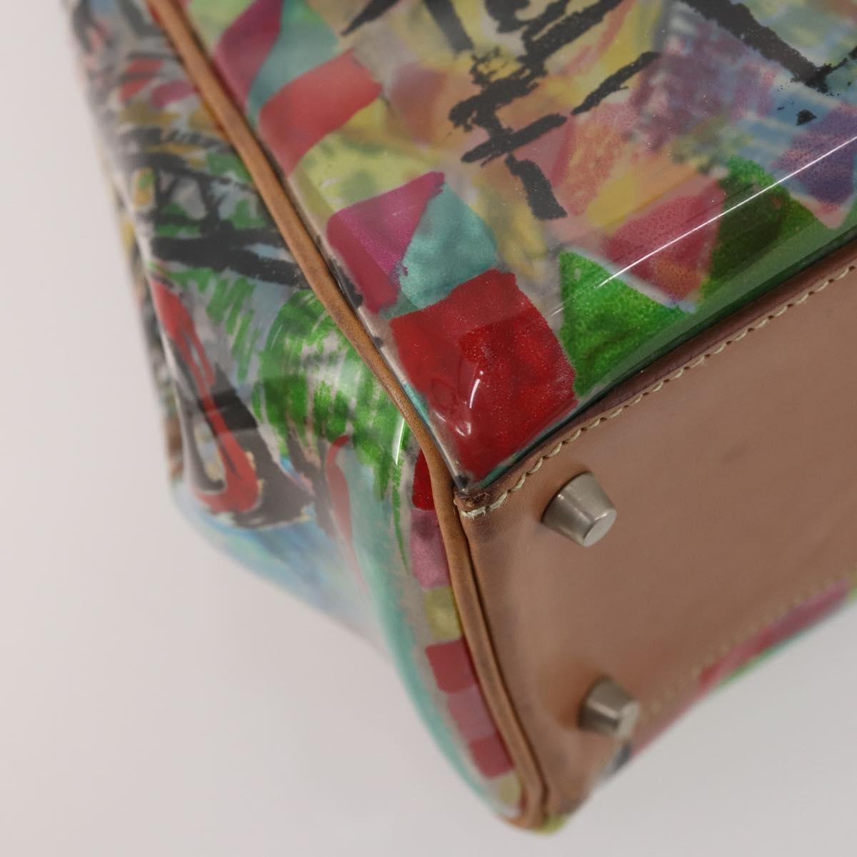 PRADA Hand Bag Vinyl Multicolor Silver Auth YKZ1299A