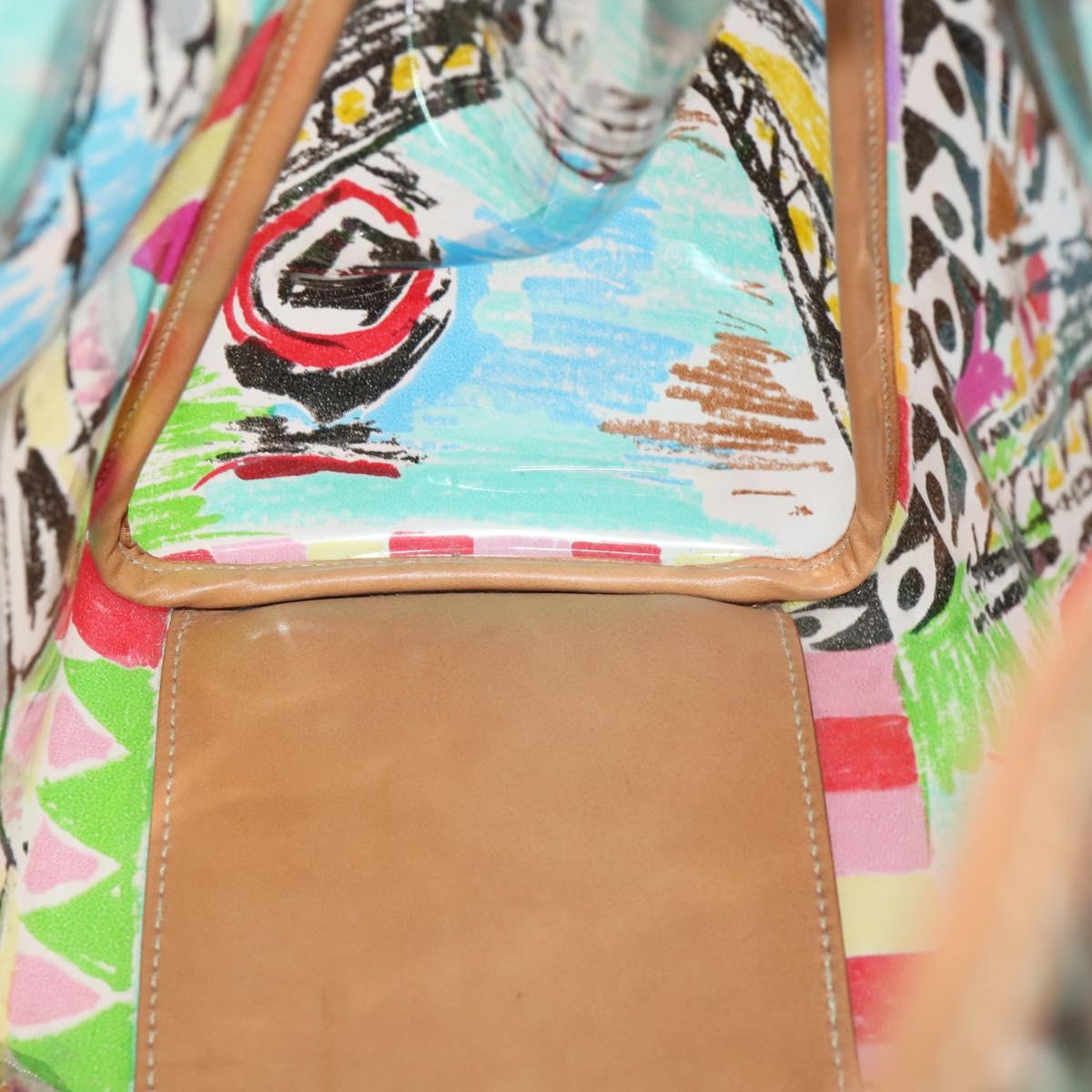 PRADA Hand Bag Vinyl Multicolor Silver Auth YKZ1299A