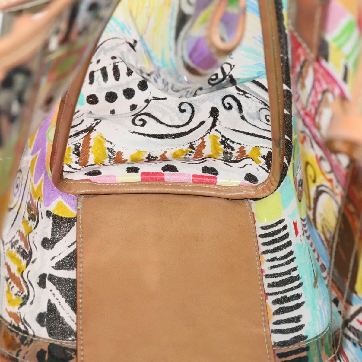 PRADA Hand Bag Vinyl Multicolor Silver Auth YKZ1299A