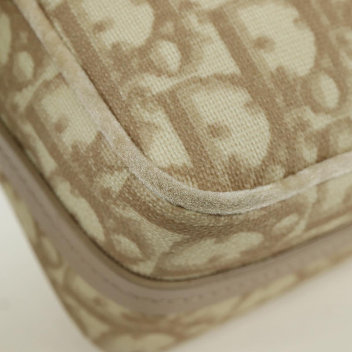 Christian Dior Trotter Canvas Girly Bag PVC Leather Beige Silver Auth YKZ130SAV