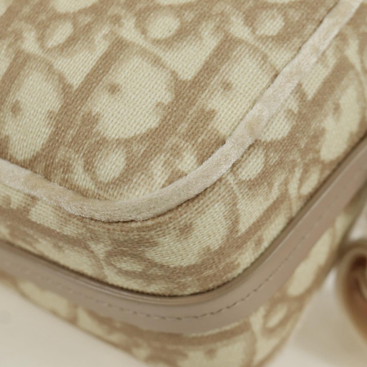 Christian Dior Trotter Canvas Girly Bag PVC Leather Beige Silver Auth YKZ130SAV