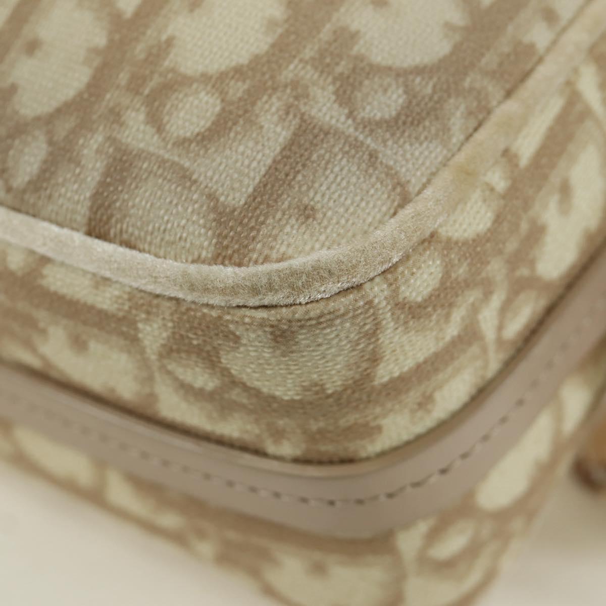 Christian Dior Trotter Canvas Girly Bag PVC Leather Beige Silver Auth YKZ130SAV