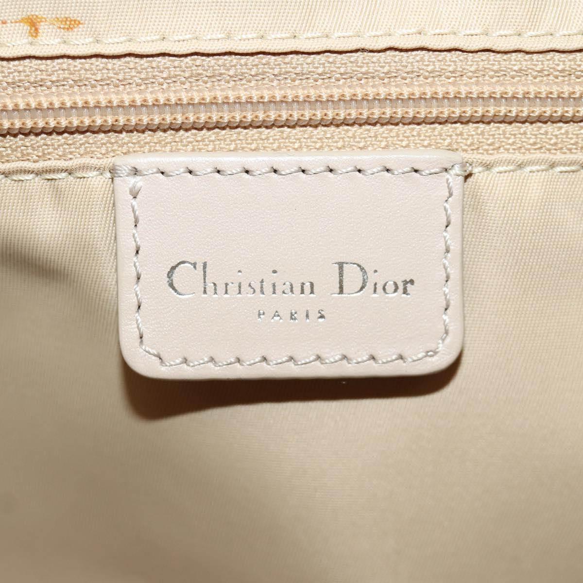 Christian Dior Trotter Canvas Girly Bag PVC Leather Beige Silver Auth YKZ130SAV