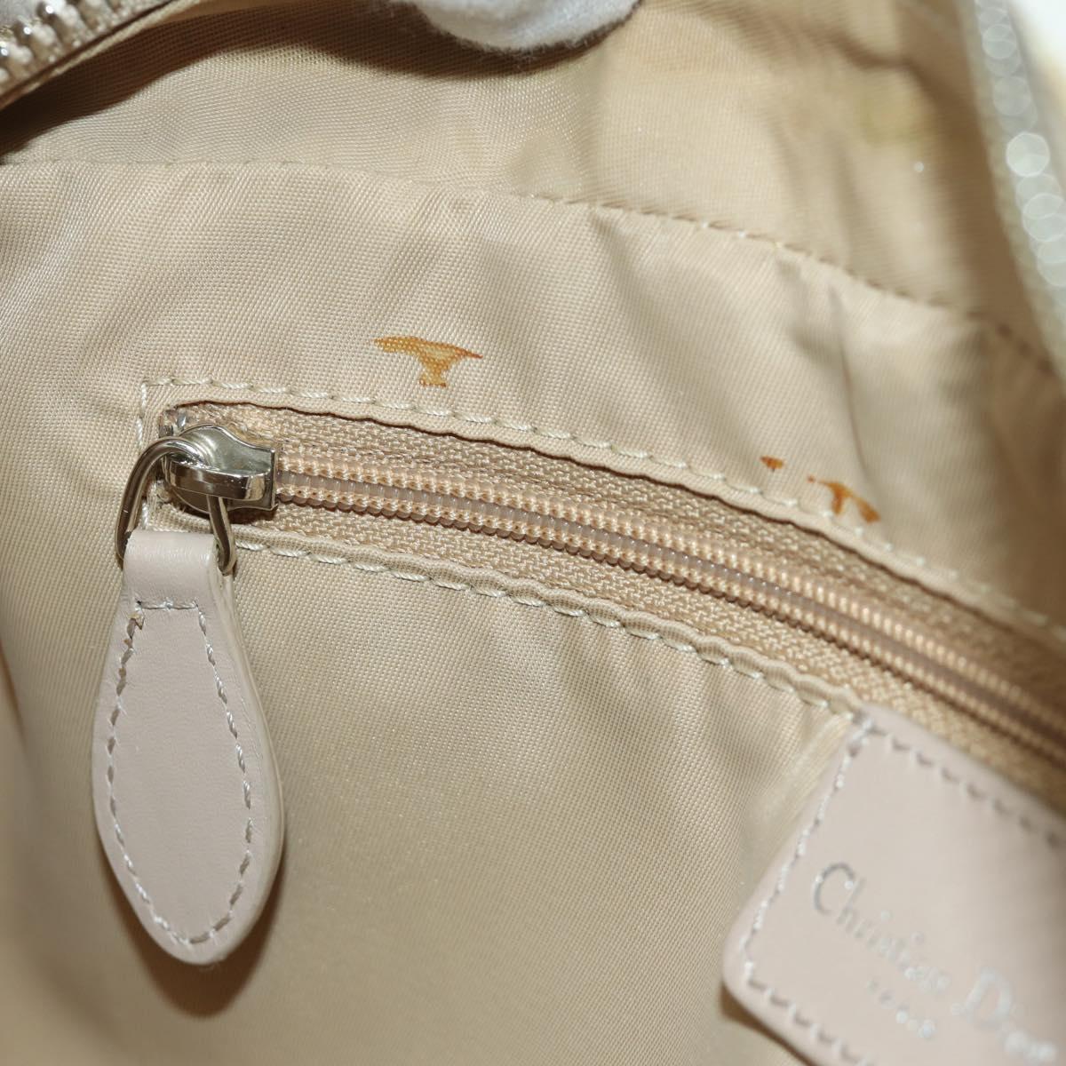 Christian Dior Trotter Canvas Girly Bag PVC Leather Beige Silver Auth YKZ130SAV