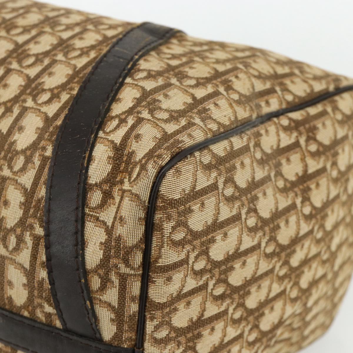 Christian Dior Trotter Canvas Boston Bag Beige Gold Auth YKZ1310