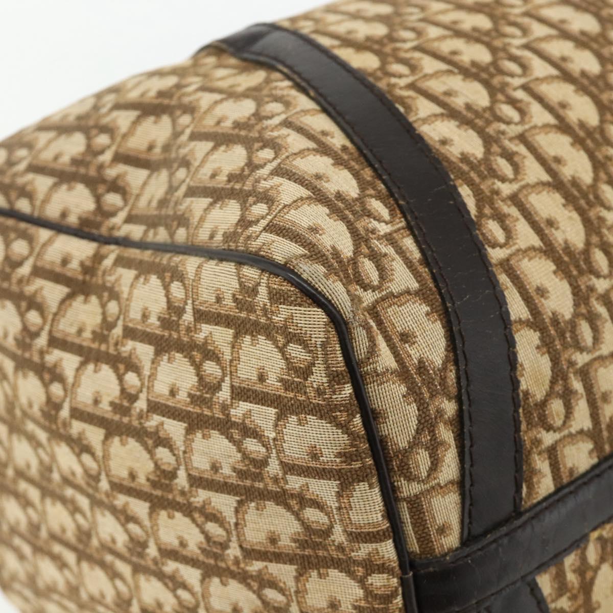 Christian Dior Trotter Canvas Boston Bag Beige Gold Auth YKZ1310
