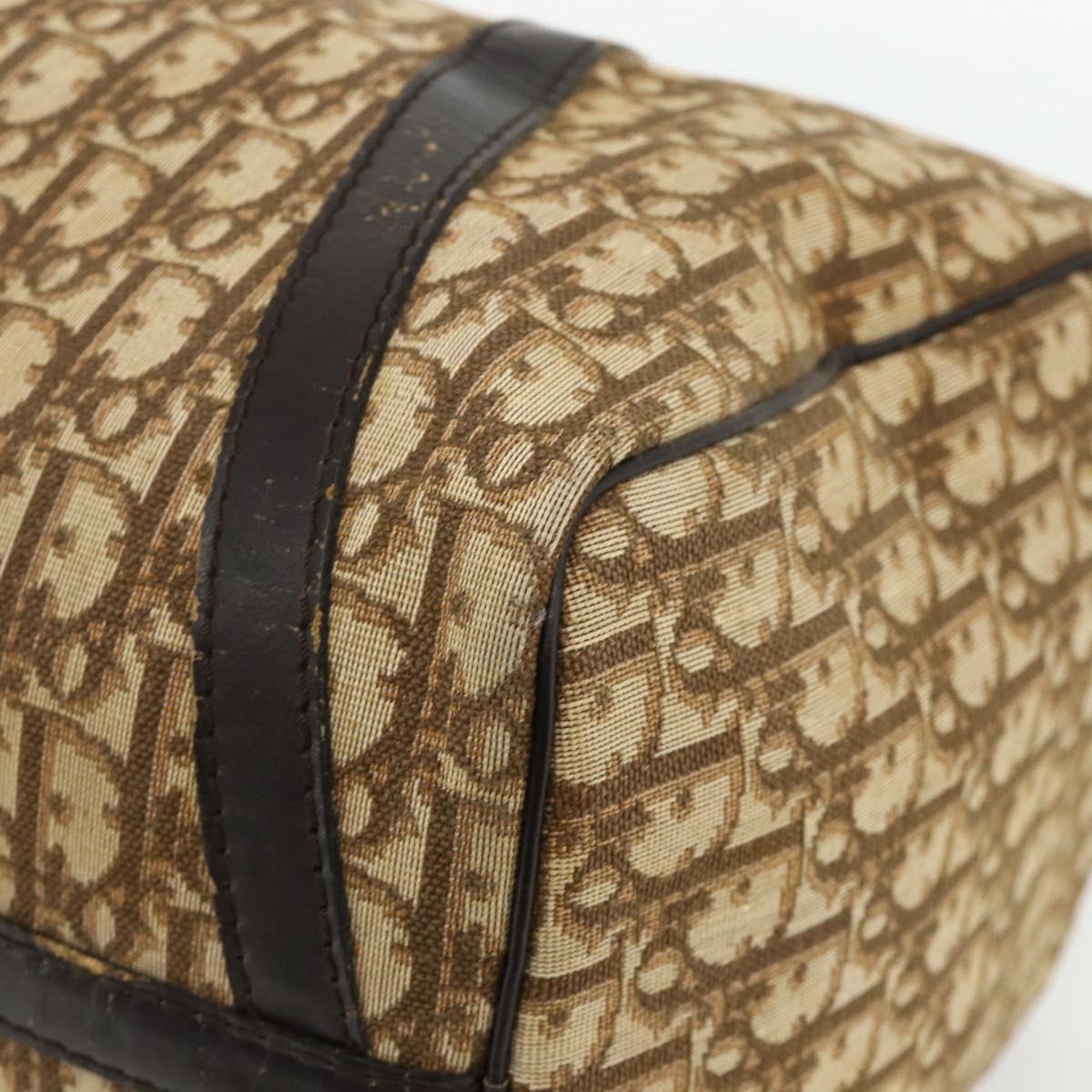 Christian Dior Trotter Canvas Boston Bag Beige Gold Auth YKZ1310