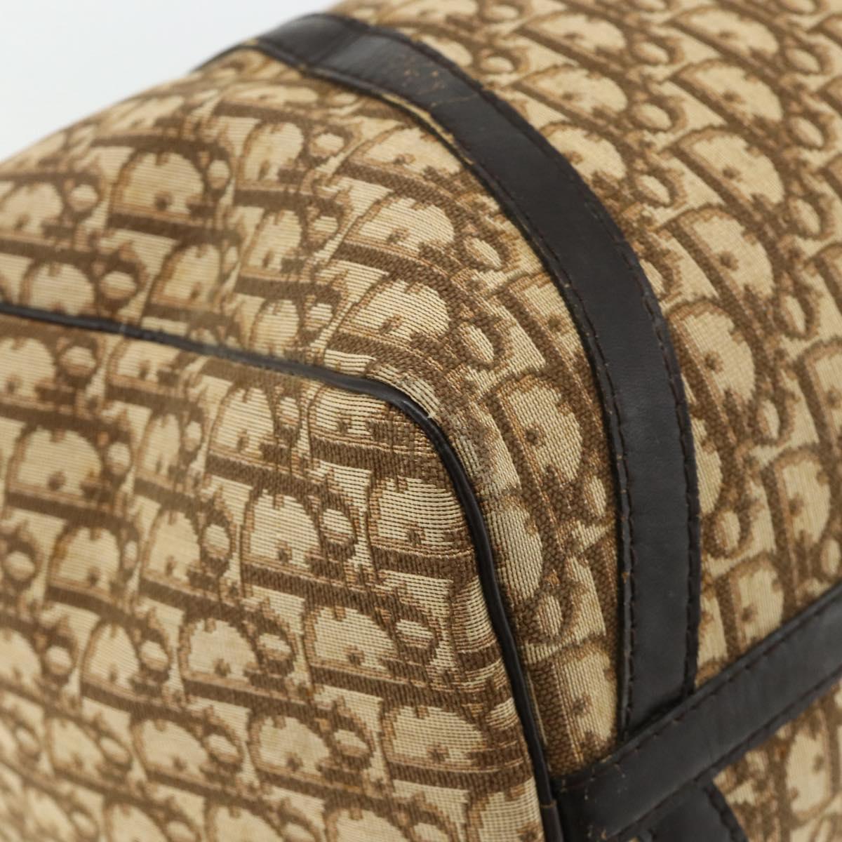 Christian Dior Trotter Canvas Boston Bag Beige Gold Auth YKZ1310