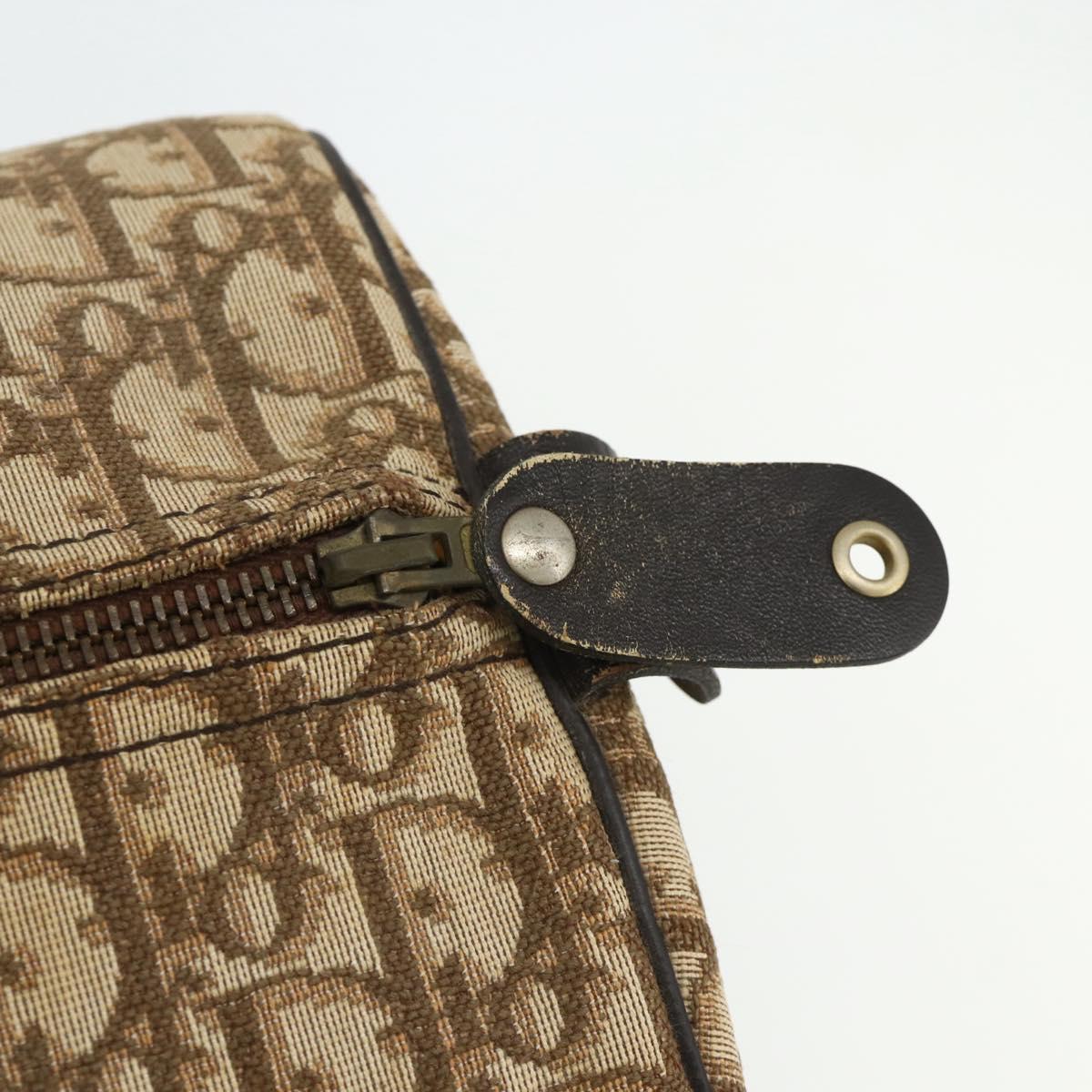 Christian Dior Trotter Canvas Boston Bag Beige Gold Auth YKZ1310
