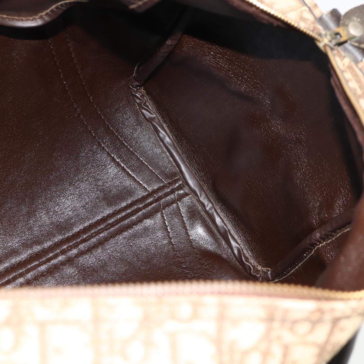 Christian Dior Trotter Canvas Boston Bag Beige Gold Auth YKZ1310