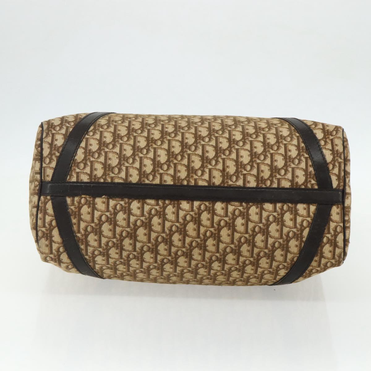 Christian Dior Trotter Canvas Boston Bag Beige Gold Auth YKZ1310