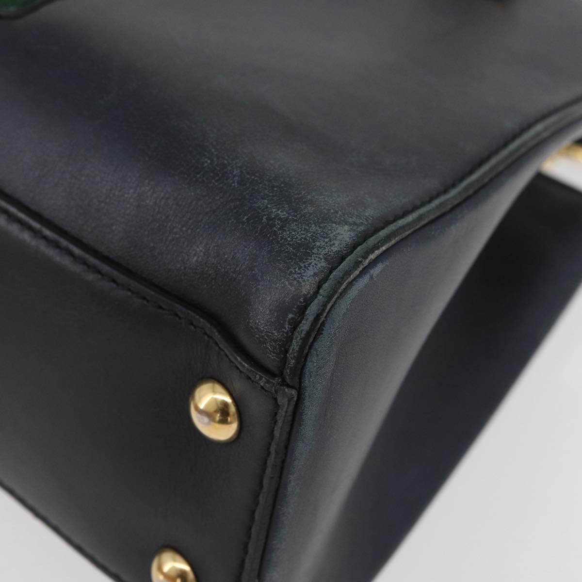 GUCCI Silvi Hand Bag Leather 2way Navy Gold 460381 Auth YKZ1323A