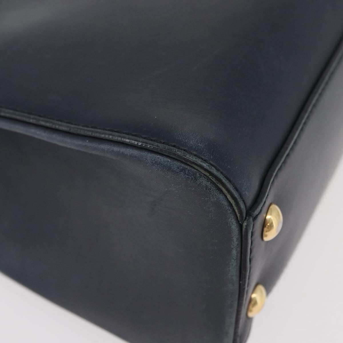 GUCCI Silvi Hand Bag Leather 2way Navy Gold 460381 Auth YKZ1323A