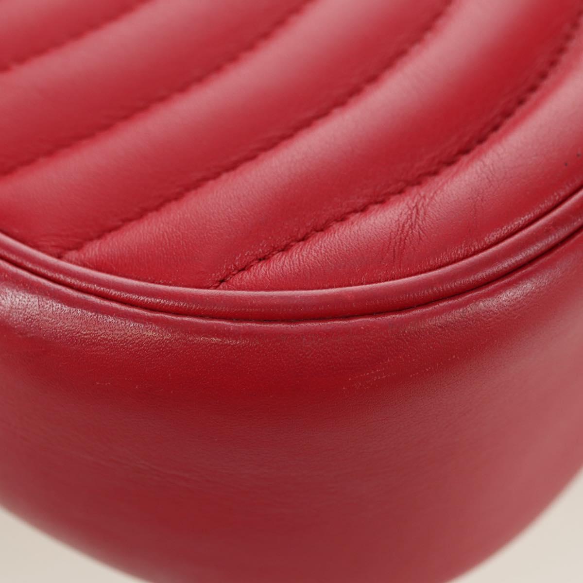 LOUIS VUITTON New Wave Chain Bag MM Leather 2way Red M51943 LV Auth YKZ1329A