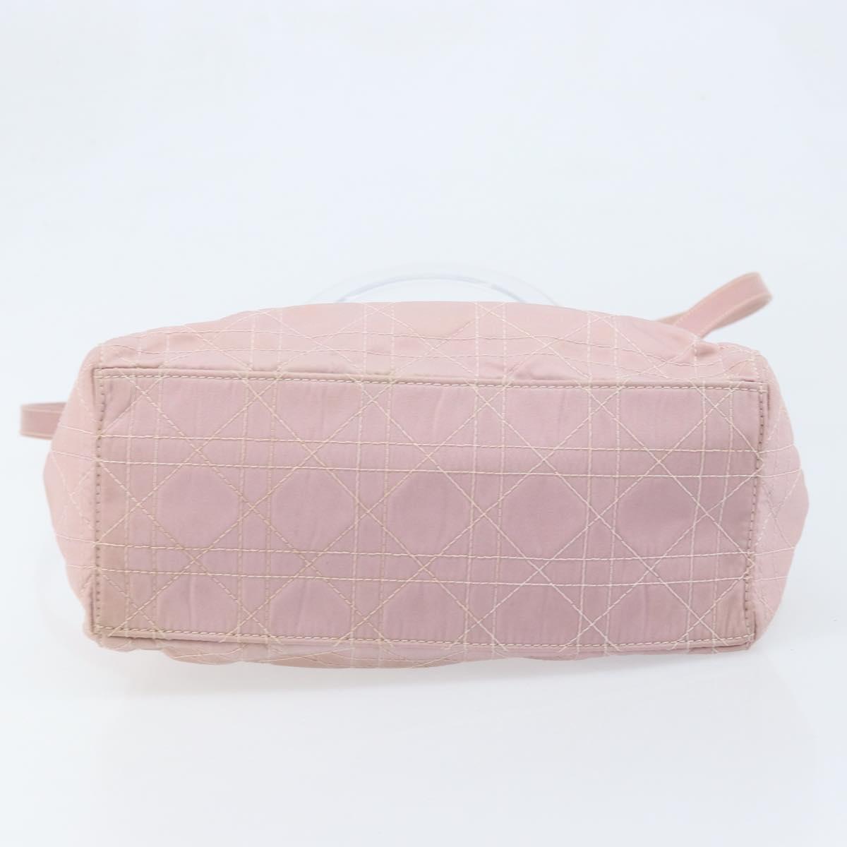 Christian Dior Canage Hand Bag Nylon 2way Pink Silver Auth YKZ135