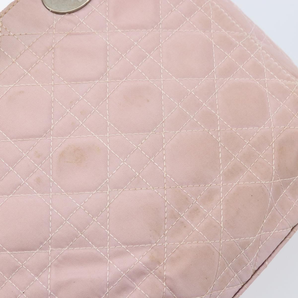 Christian Dior Canage Hand Bag Nylon 2way Pink Silver Auth YKZ135