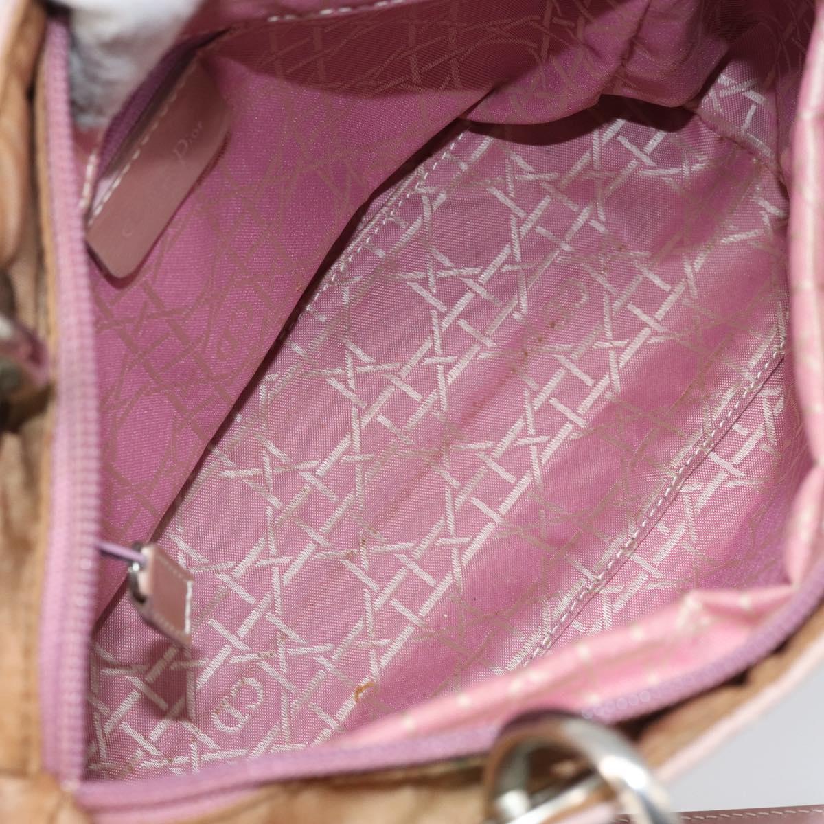 Christian Dior Canage Hand Bag Nylon 2way Pink Silver Auth YKZ135