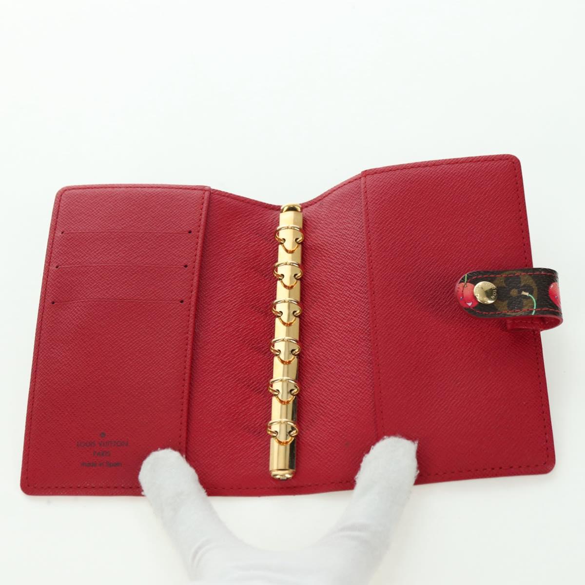 LOUIS VUITTON Monogram Cherry Agenda PM Planner Cover Red R21023 Auth YKZ1374SM