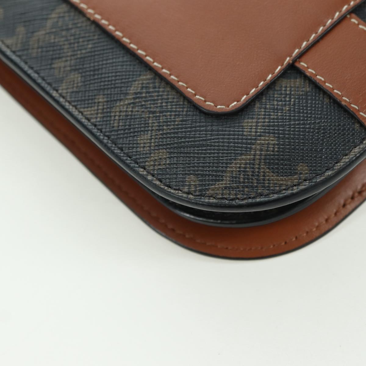 CELINE Macadam Canvas Shoulder Pouch PVC Black Auth YKZ1389M