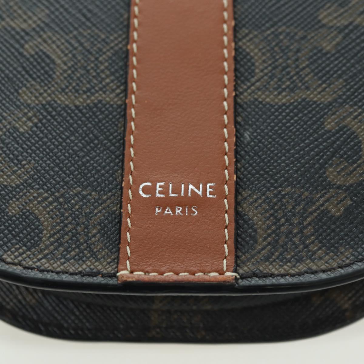 CELINE Macadam Canvas Shoulder Pouch PVC Black Auth YKZ1389M