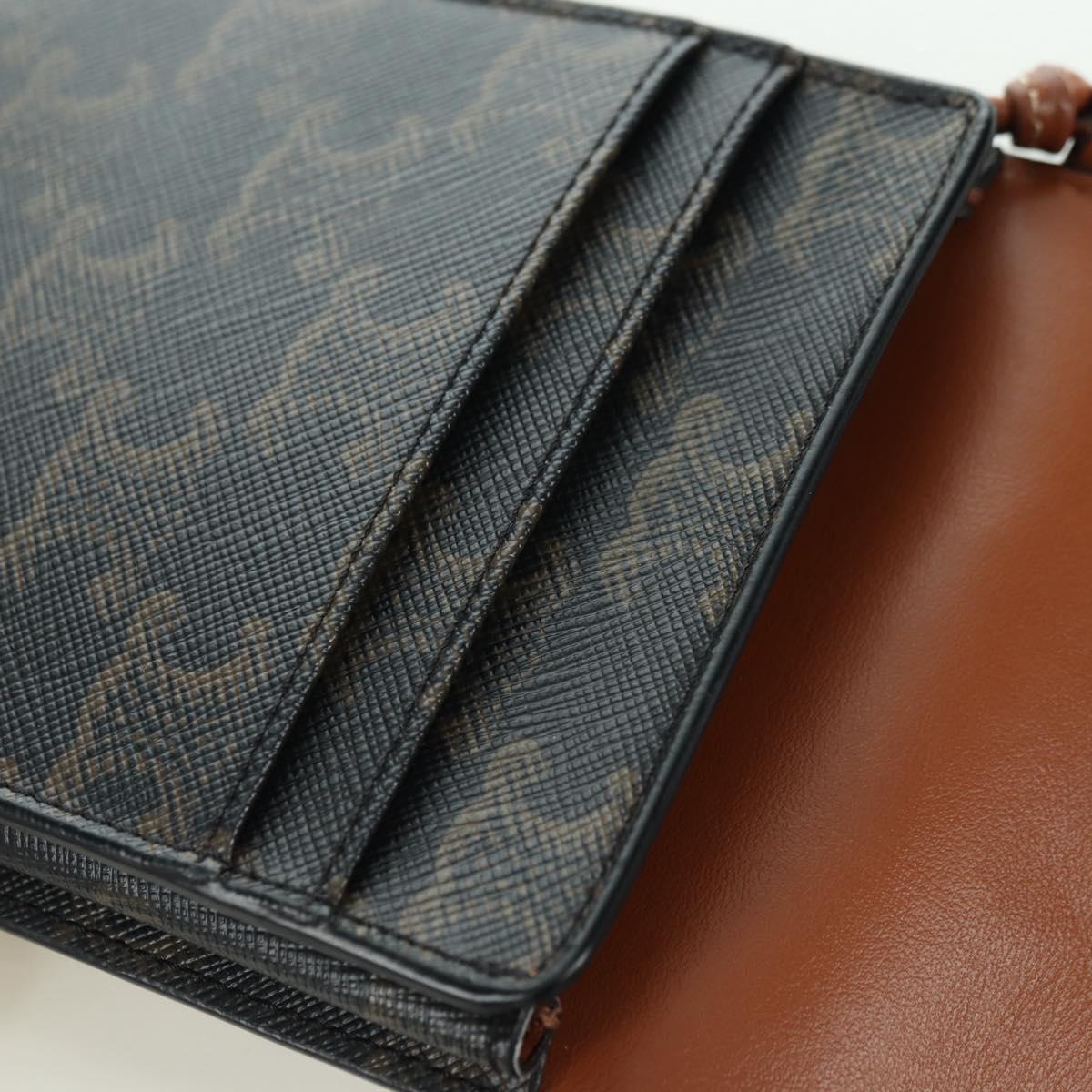 CELINE Macadam Canvas Shoulder Pouch PVC Black Auth YKZ1389M