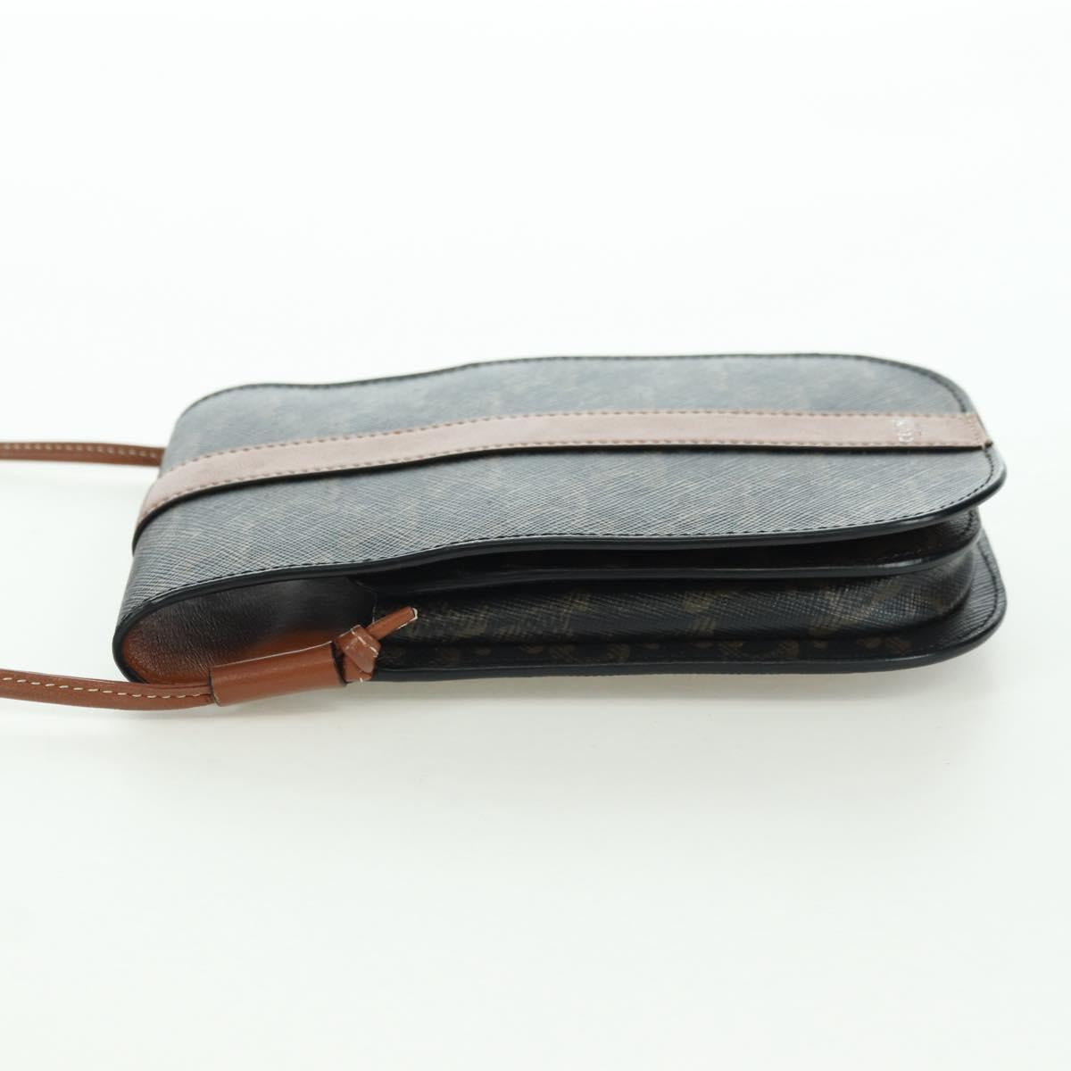 CELINE Macadam Canvas Shoulder Pouch PVC Black Auth YKZ1389M