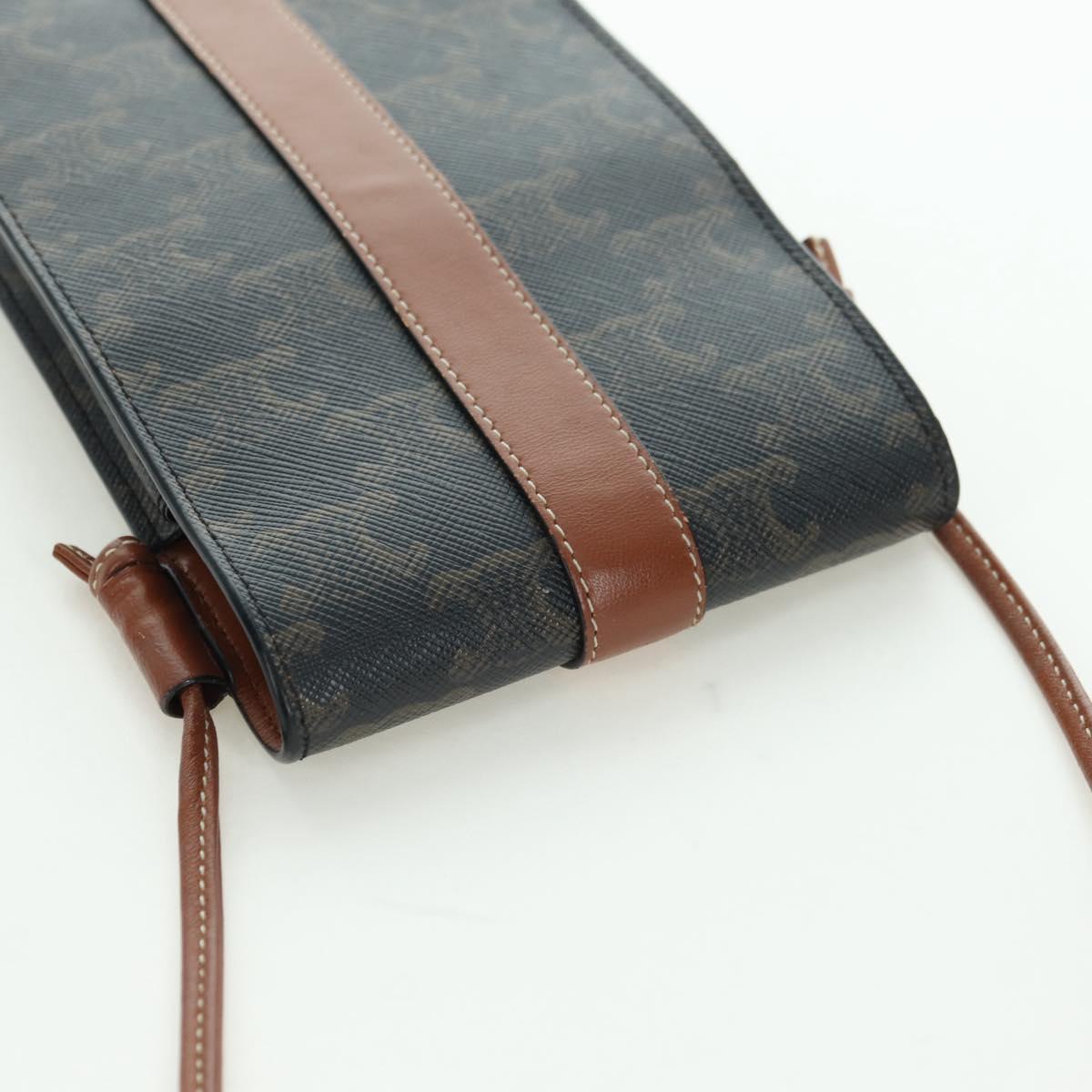 CELINE Macadam Canvas Shoulder Pouch PVC Black Auth YKZ1389M