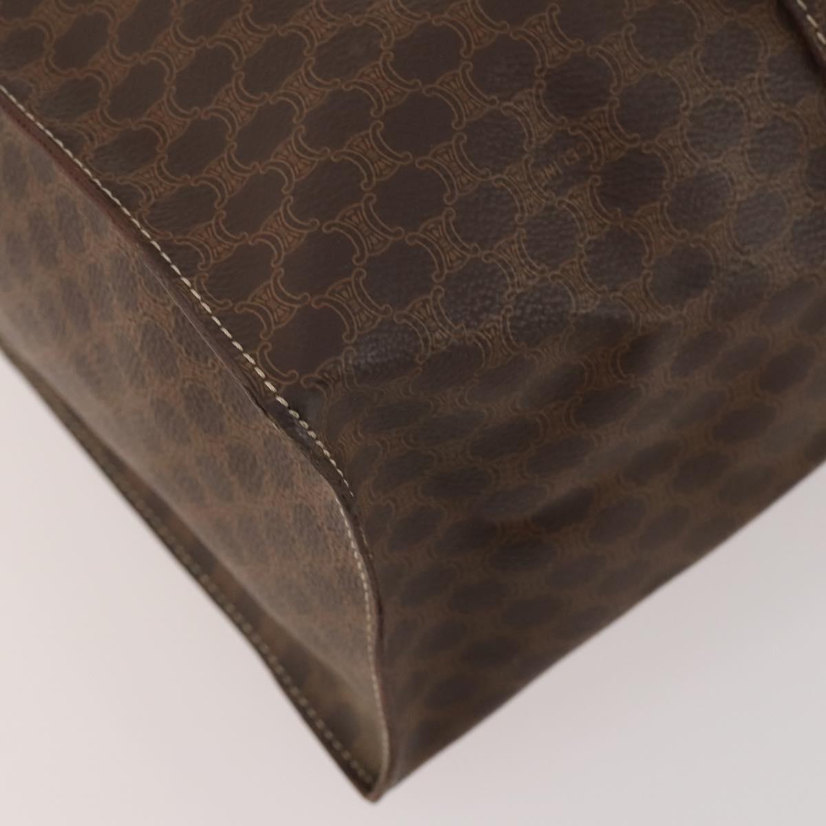 CELINE Macadam Canvas Tote Bag PVC Leather Brown Gold Auth YKZ139A