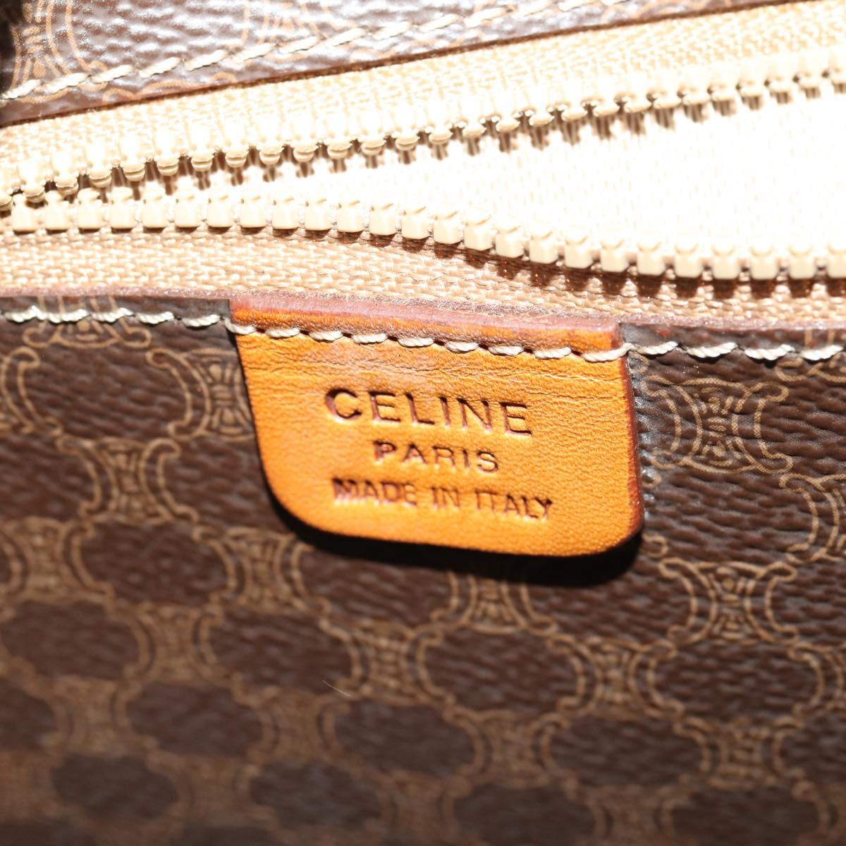 CELINE Macadam Canvas Tote Bag PVC Leather Brown Gold Auth YKZ139A