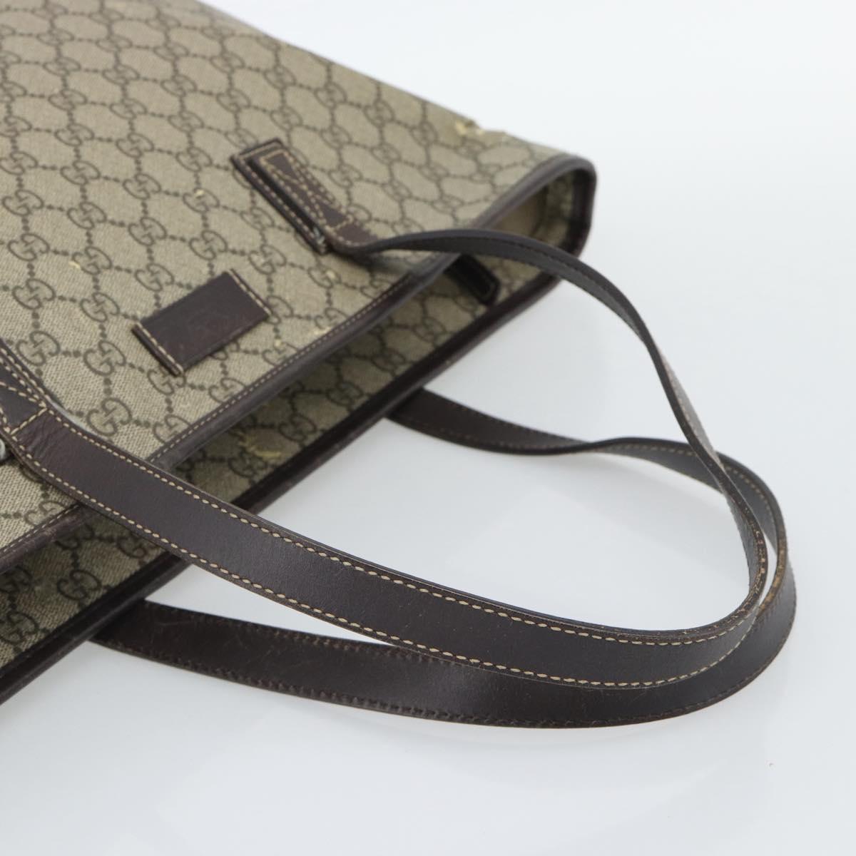 GUCCI GG Supreme Tote Bag PVC Beige Silver 211137 Auth YKZ140