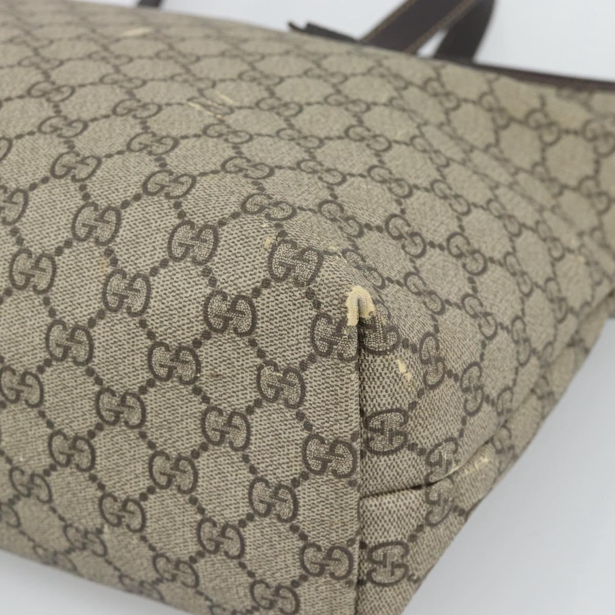 GUCCI GG Supreme Tote Bag PVC Beige Silver 211137 Auth YKZ140