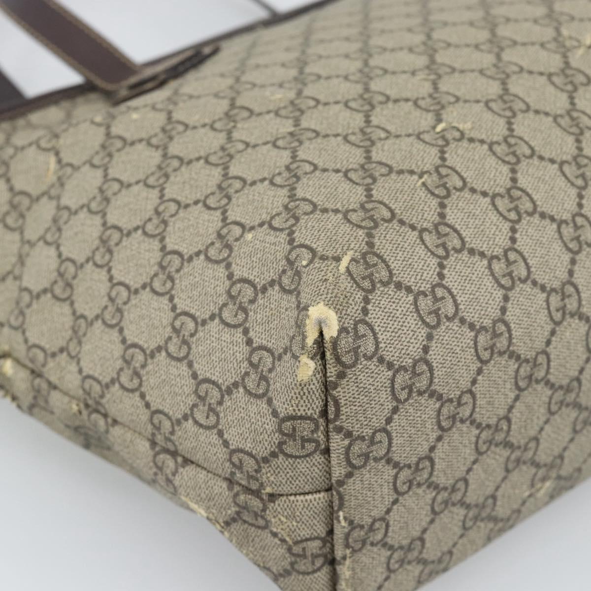 GUCCI GG Supreme Tote Bag PVC Beige Silver 211137 Auth YKZ140