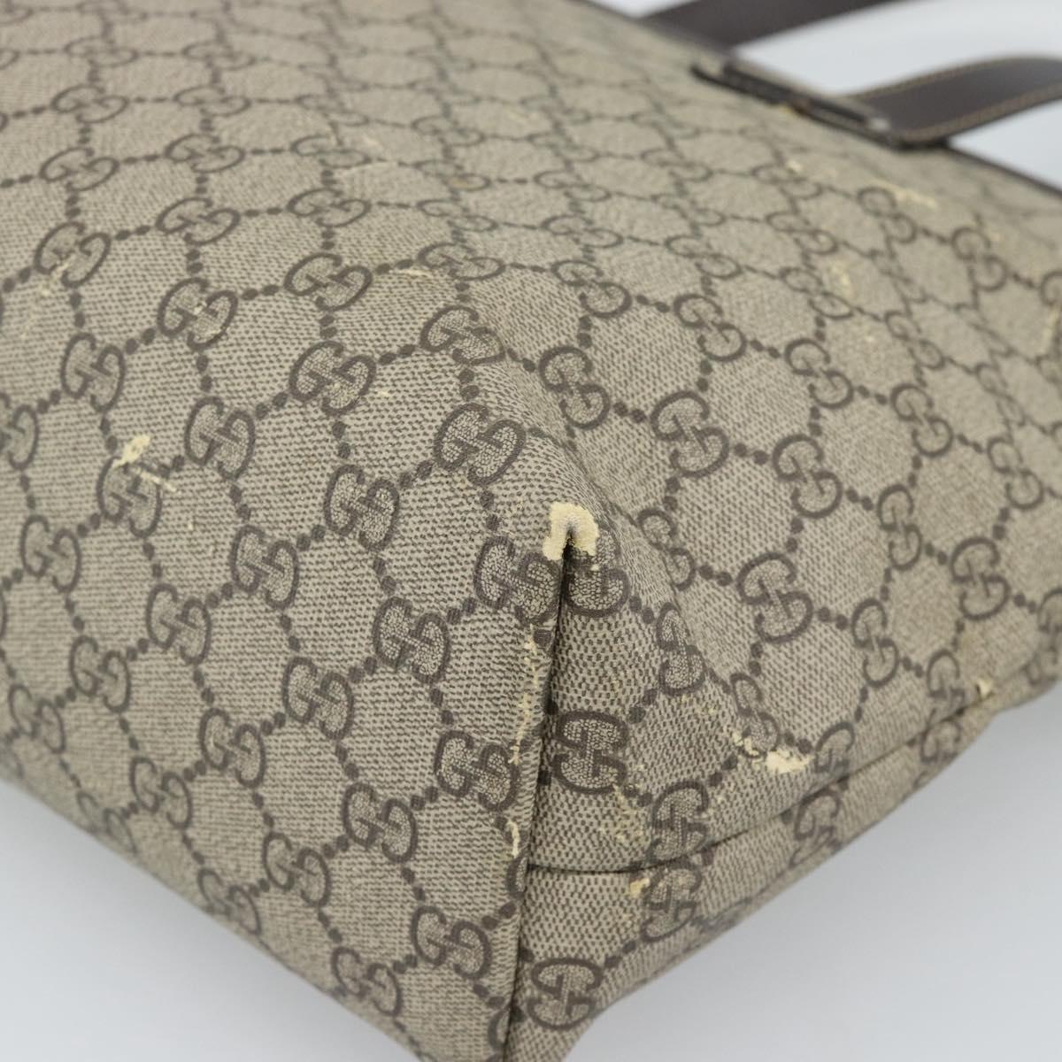GUCCI GG Supreme Tote Bag PVC Beige Silver 211137 Auth YKZ140