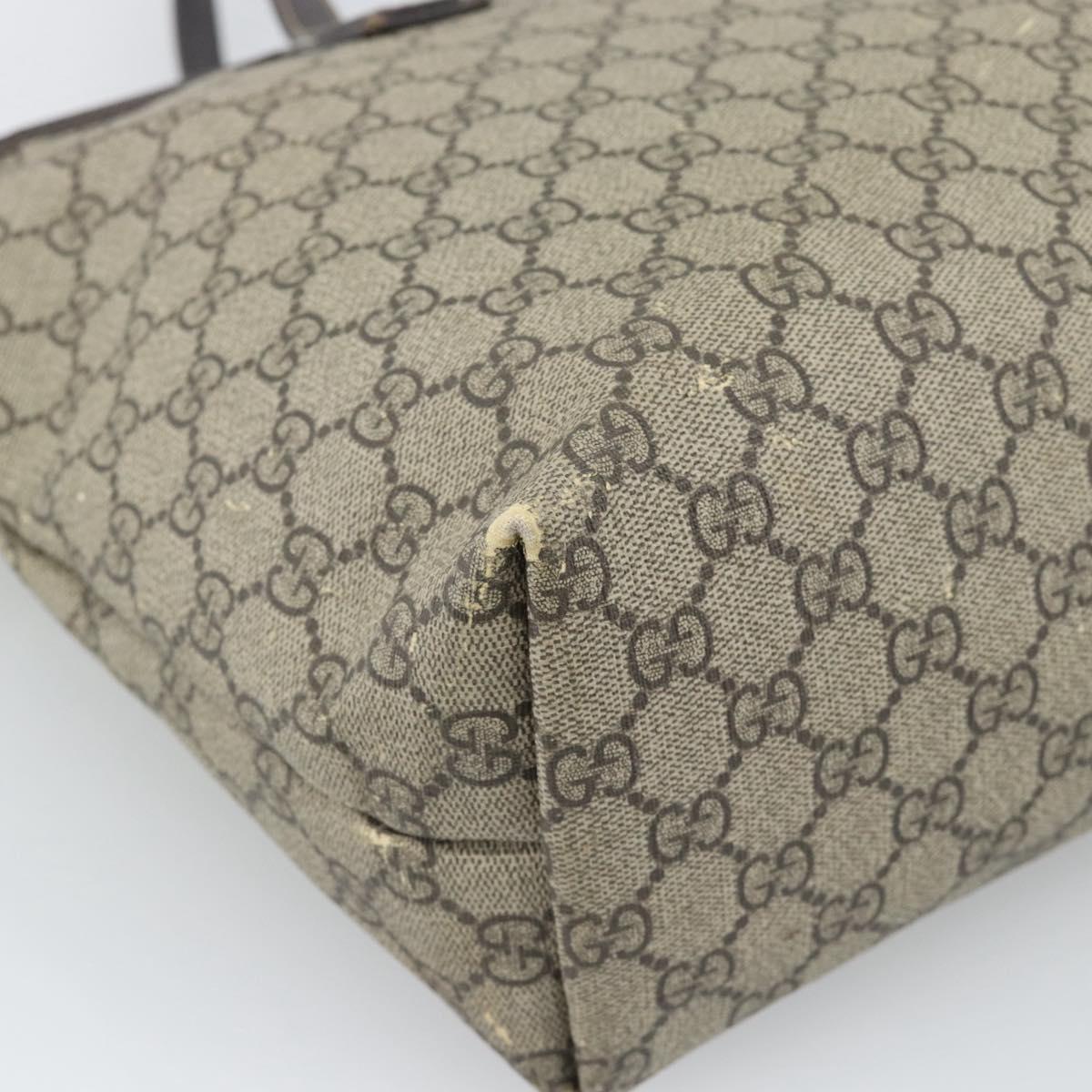 GUCCI GG Supreme Tote Bag PVC Beige Silver 211137 Auth YKZ140