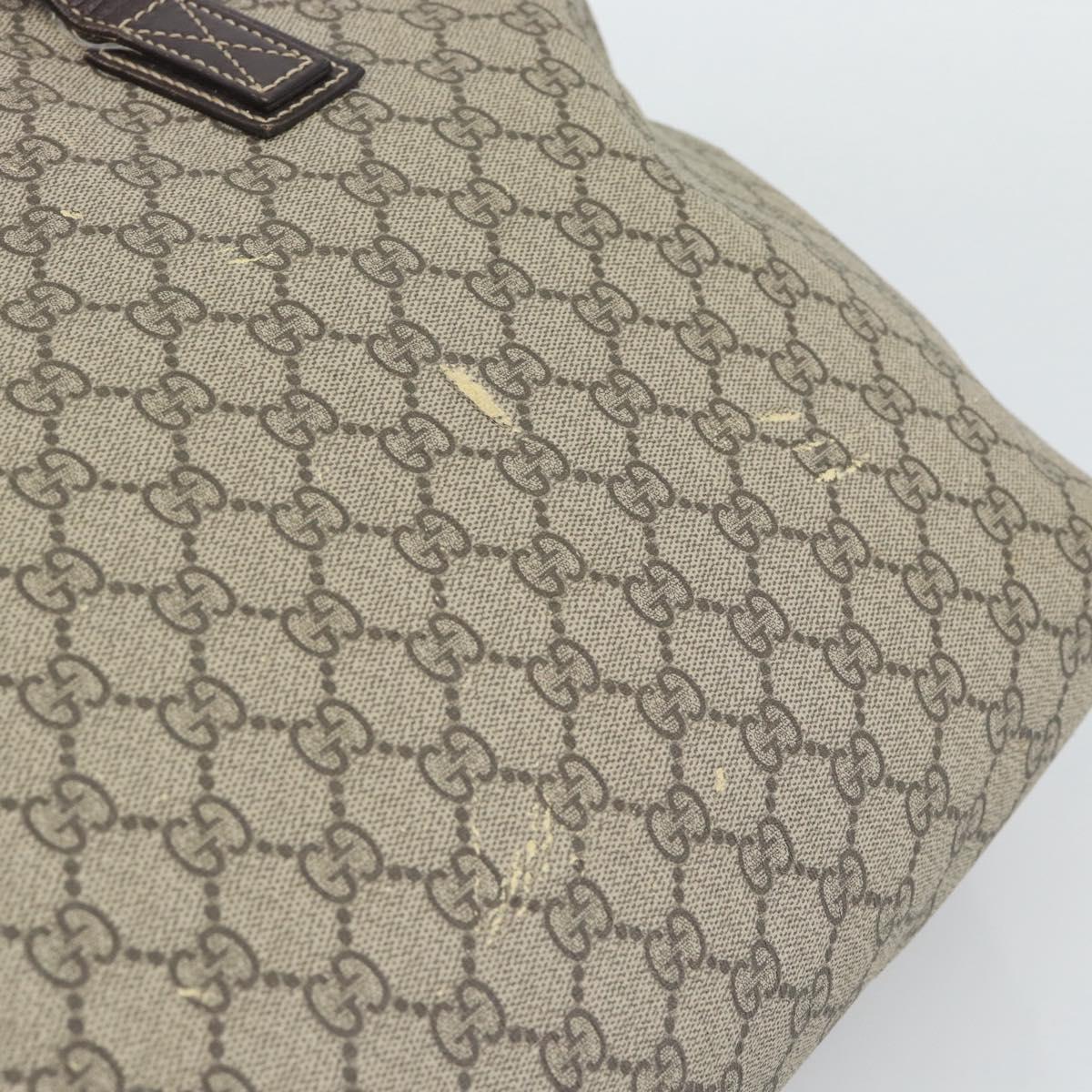 GUCCI GG Supreme Tote Bag PVC Beige Silver 211137 Auth YKZ140