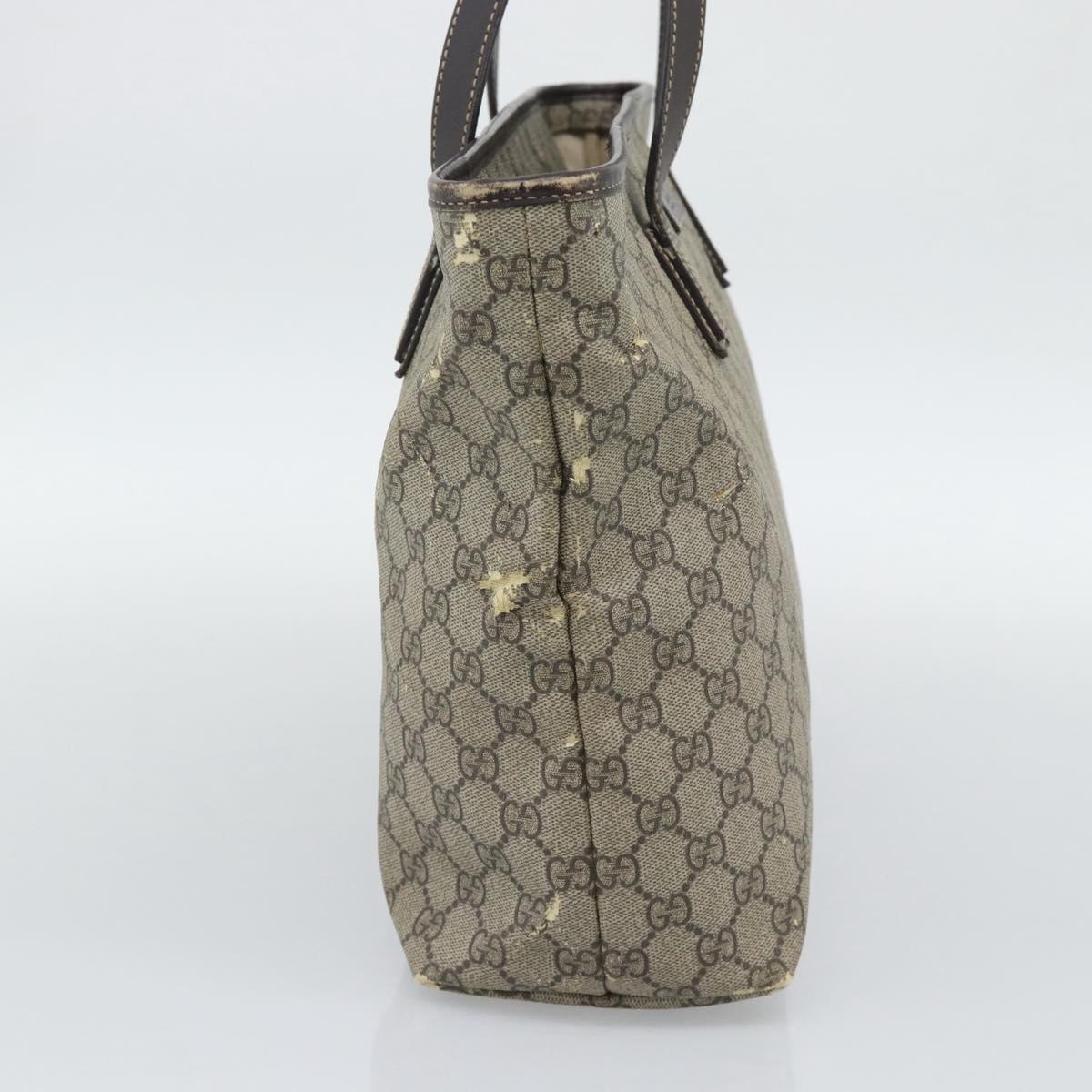 GUCCI GG Supreme Tote Bag PVC Beige Silver 211137 Auth YKZ140