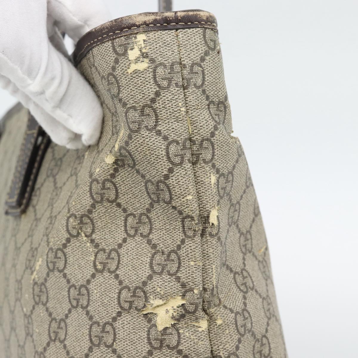 GUCCI GG Supreme Tote Bag PVC Beige Silver 211137 Auth YKZ140