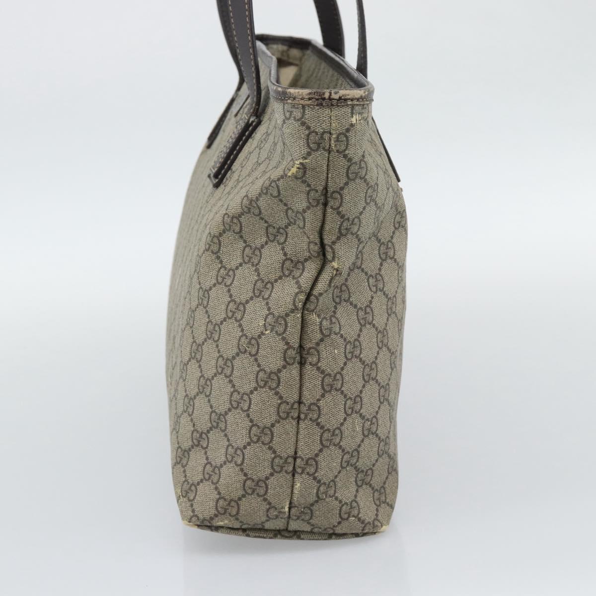 GUCCI GG Supreme Tote Bag PVC Beige Silver 211137 Auth YKZ140