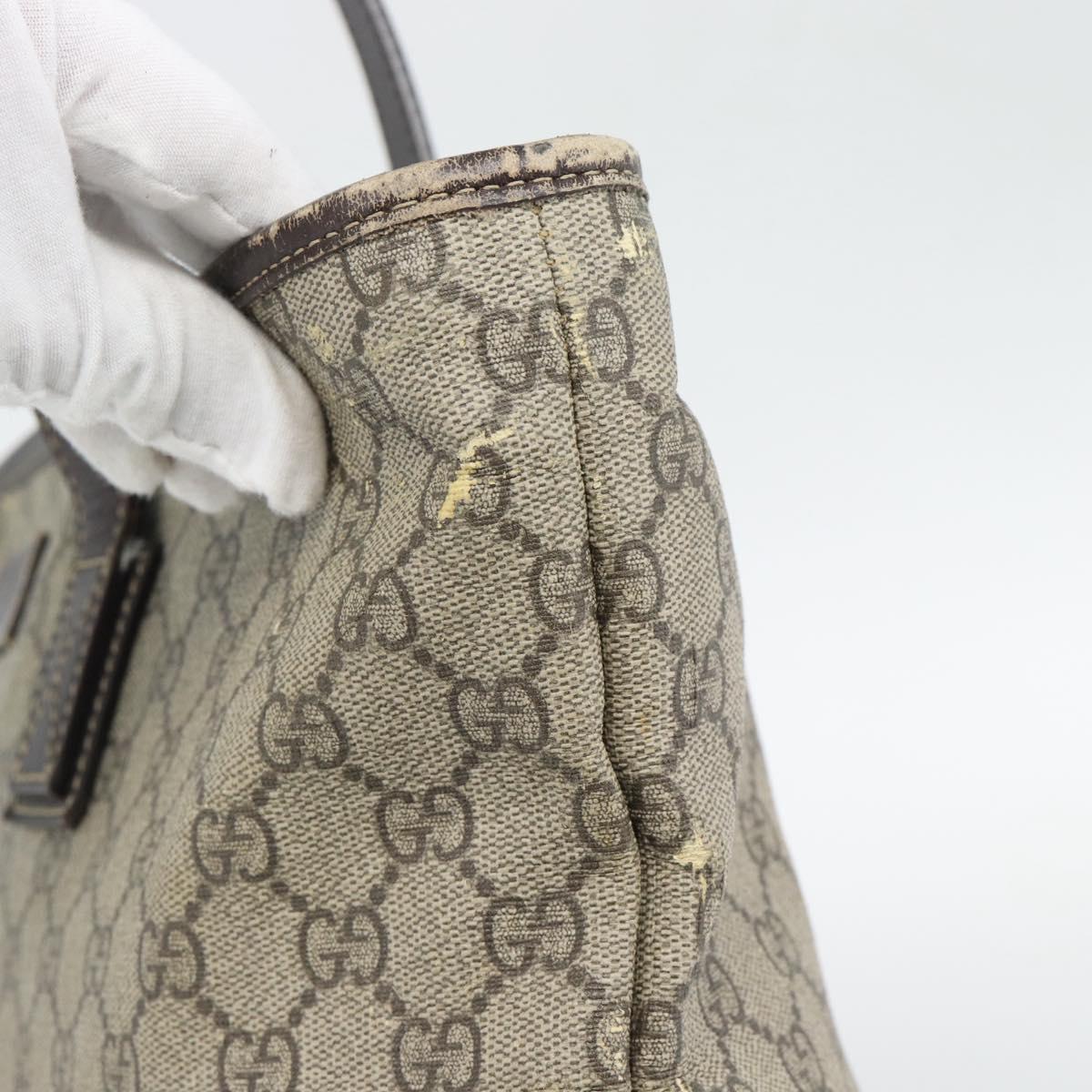 GUCCI GG Supreme Tote Bag PVC Beige Silver 211137 Auth YKZ140