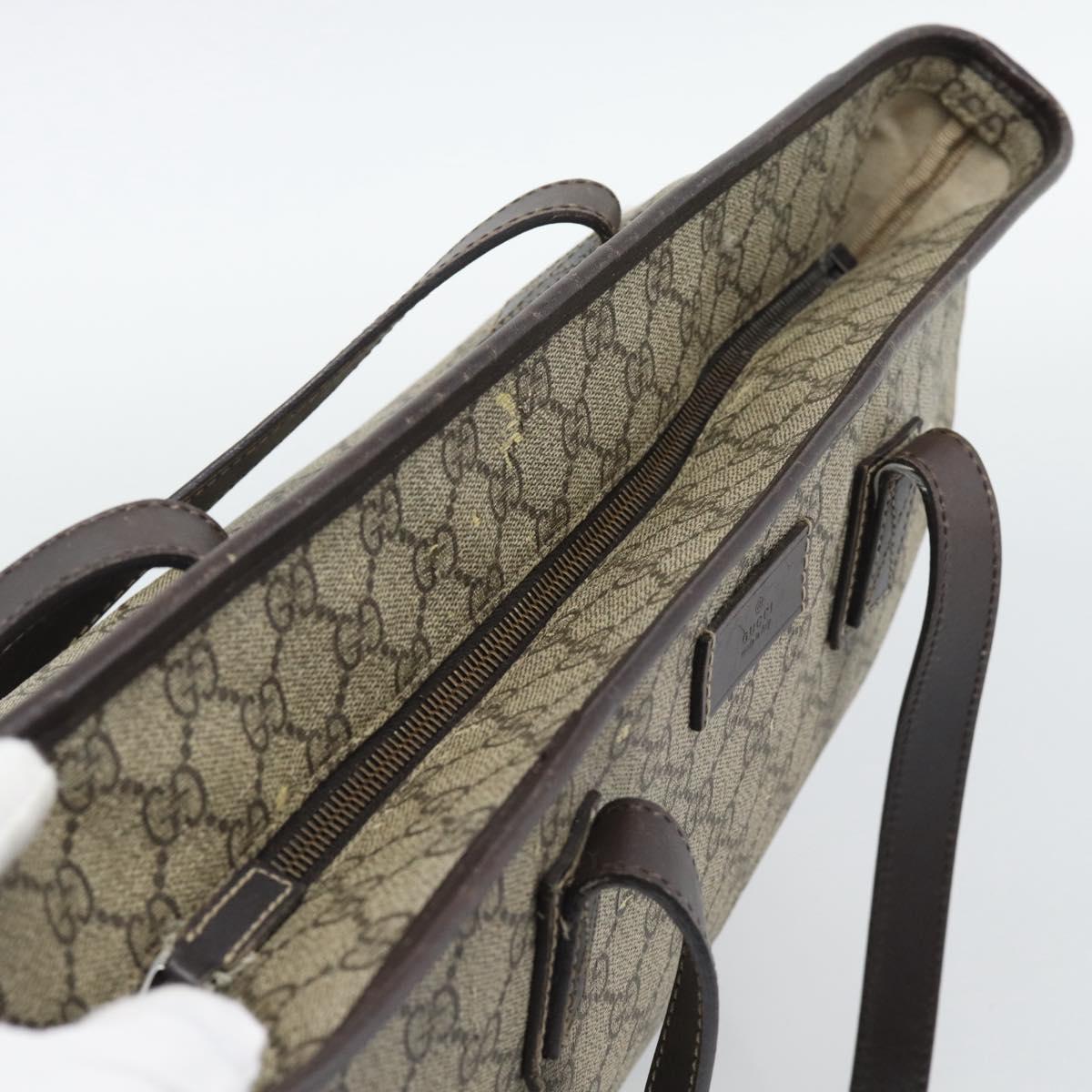 GUCCI GG Supreme Tote Bag PVC Beige Silver 211137 Auth YKZ140