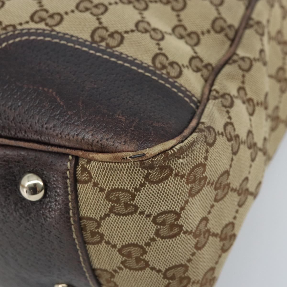 GUCCI GG Canvas Web Sherry Line Tote Bag Beige Gold 163805 Auth YKZ141