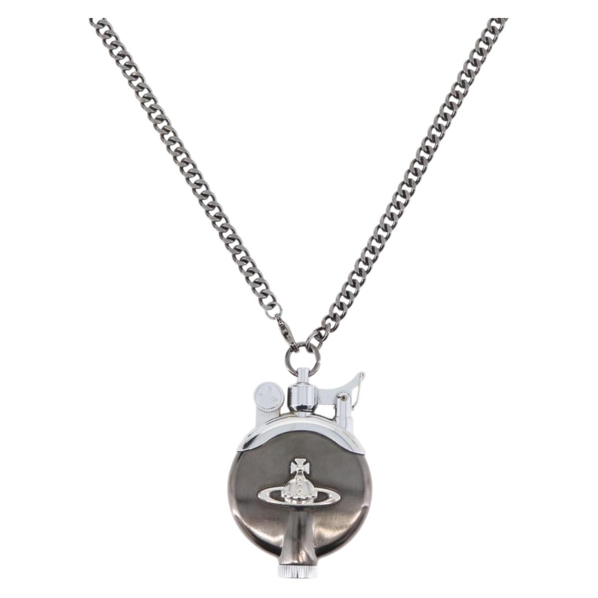 Vivienne Westwood lighter Necklace metal Black Auth YKZ1421A