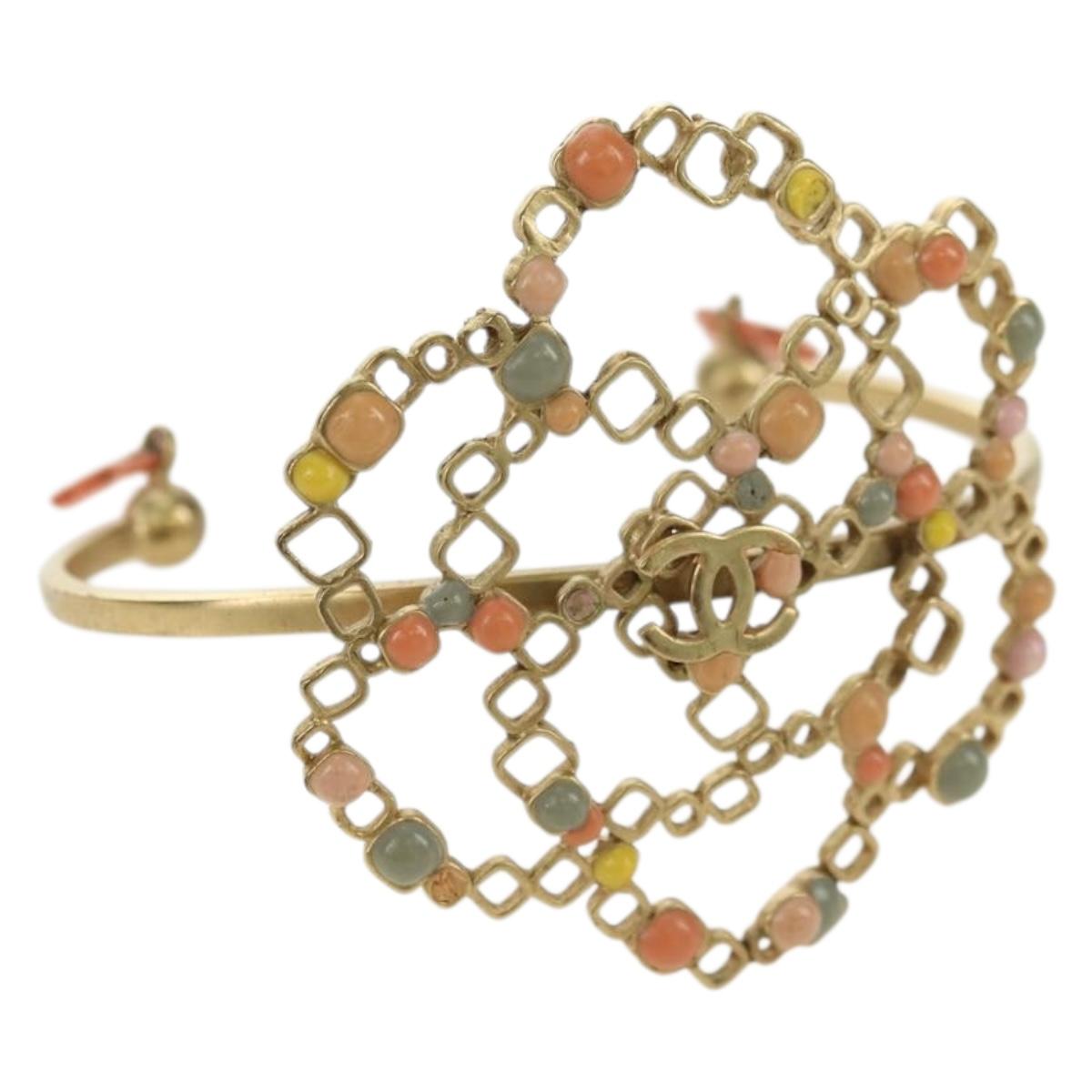 CHANEL Bangle COCO Mark Bracelet metal Gold Tone CC Auth YKZ1423M